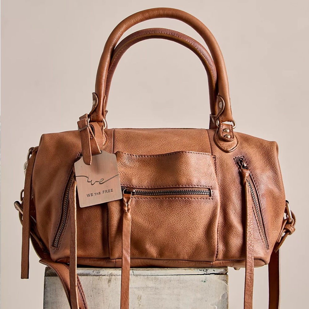 Free people baby Emerson tote bag saddle brown